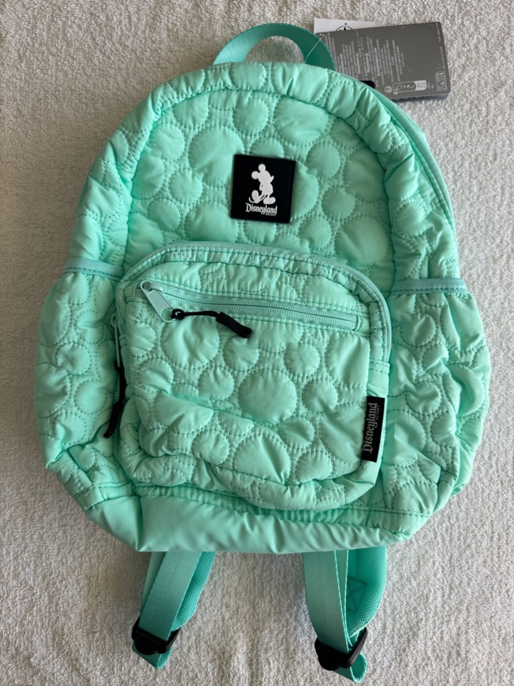 Disney Disneyland Resort Mint Quilted Mickey Pattern Backpack